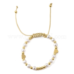 АБС искусственный жемчуг бусины плетеные браслеты из бисера для женщин BJEW-D317-09B-G