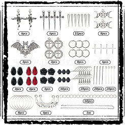 Kits para hacer pendientes colgantes de cruz con espada de latón y aleación para Halloween&nbsp;DIY-SC0026-58