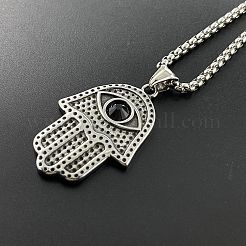 Ожерелья в стиле ретро-панк из нержавеющей стали 304 с подвеской в виде руки хамса и блестящими стразами для мужчин в стиле хип-хоп JT3718