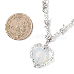 Ожерелья из цепочек с кулоном в виде сердца из опалового сплава с колючей проволокой для женщин&nbsp;NJEW-JN05614