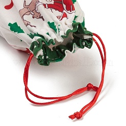 Bolsas de tela rectangulares con tema navideño con cordón de yute.&nbsp;ABAG-P008-01E