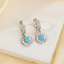 Серьги-кольца из латуни с прозрачным кубическим цирконием и луной и солнцем&nbsp;OC2532