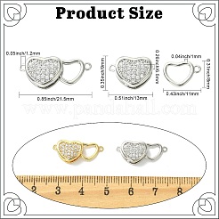 4 pz. 2 colori ottone micro pavé zirconia cubica trasparente fermagli a scatola&nbsp;KK-CJ0005-90