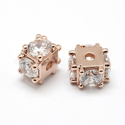 Латунные микро проложить класса AAA кубического циркония бусы KK-P126-02RG-NR