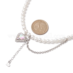 Ожерелья с подвесками в форме сердца и стразами NJEW-JN04809