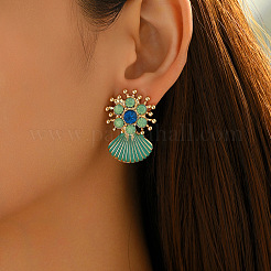 Серьги-гвоздики с подвесками в форме ракушки и цветком из сплава эмали FS-WGC534F-01