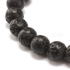 Bracciale in pietra lavica naturale e perline tibetane dzi mala&nbsp;BJEW-JB07468-02