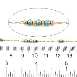 Цепи ручной работы из нержавеющей стали 304 и стеклянных бусин CHS-L031-01G-05