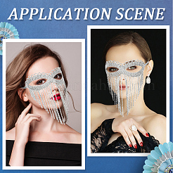 Maschera per gli occhi per il viso con nappa a catena di strass in lega per le donne&nbsp;AJEW-WH20006-209P