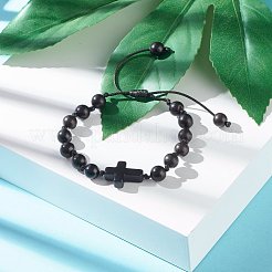 Круглый браслет из бисера из натурального дерева для мужчин и женщин BJEW-JB06904