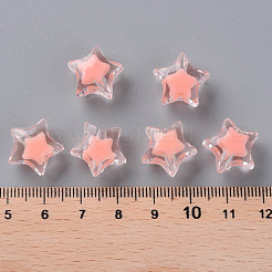透明なアクリルビーズ  二層ビーズ  多面カット  スター  鮭色  14x15x8.5mm  穴：2mm  約518個/500g&nbsp;TACR-S152-02A-SS2109