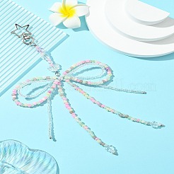 Украшение в виде банта из стеклянных семян и акрила HJEW-FZ00037