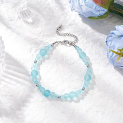 Браслеты из матового прозрачного стекла с бусинами для женщин&nbsp;BJEW-JB12136-02