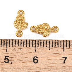 304ステンレススチールコネクタチャーム  バラの花のリンク  イオンプレーティング（ip）  長持ちメッキ  18KGP本金メッキ  10x5x2mm  穴：0.8mm  約15個/袋&nbsp;SA-CBA2B73-11G-D