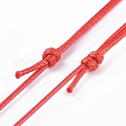 調節可能な韓国のワックスポリエステルコードネックレス作り  レッド  33.7インチ（85.6cm）  1mm&nbsp;AJEW-JB00493-04