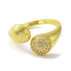 Открытые манжеты из латуни с микропаве кубический цирконий RJEW-K256-19G