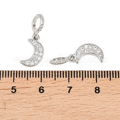 Подвески-шармы в виде луны из прозрачного кубического циркония с микропаве из латуни&nbsp;KK-H257-03P