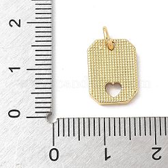 Подвески в виде прямоугольника с полым сердцем из натуральной белой ракушки и латунным паве с соединительными кольцами KK-S522-16G