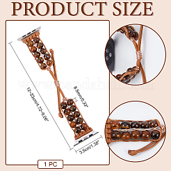 Cinturino per orologio con perline intrecciate rotonde in occhio di tigre naturale&nbsp;AJEW-WH0312-86A