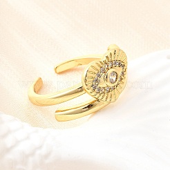 Манжеты из латуни с микро паве кубический цирконий для женщин RJEW-F184-15G