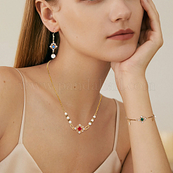 10 шт. 5-цветные подвески-соединители в форме полого ромба из латуни с прозрачным кубическим цирконием и стеклом&nbsp;KK-HS0015-56