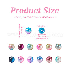 910шт 13 цвета радуги абс пластик имитация жемчуга бусины OACR-CD0001-10