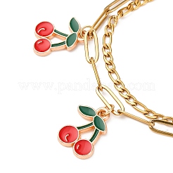 Браслеты из нержавеющей стали 304 с цепочкой из многорядных цепочек «Фигаро» и «Скрепка» BJEW-JB12486-04