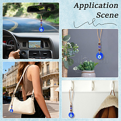 1 pendentif décoratif en verre bleu contre le mauvais œil&nbsp;HJEW-CN0001-42B