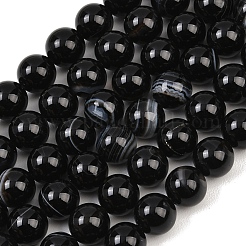 Chapelets de perles en agate noire naturelle&nbsp;G-G962-10mm-12-A