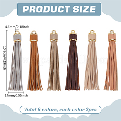 12 шт. 6 цвета искусственная кожа кисточка большие подвески украшения FIND-PH0024-17