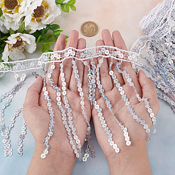 Вышивка бисером блестки полиэстер кисточка ленты&nbsp;SRIB-WH0023-01B