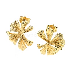 Серьги-гвоздики из латуни с листьями гинкго&nbsp;EJEW-F389-11G