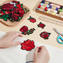 28 шт. нашивки из полиэстера с компьютерной вышивкой в виде розы&nbsp;PATC-WH0003-52