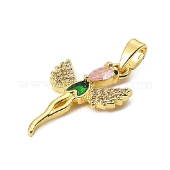 Pendenti in ottone con micro pavé di zirconi rosa&nbsp;KK-E804-02G