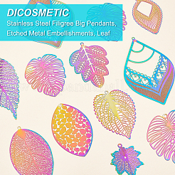 24 шт. 12 стиля ионного покрытия (IP) 201 нержавеющая сталь филигранные большие подвески&nbsp;STAS-DC0005-75