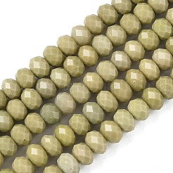 Нити бусин из натурального зеленого агата матча&nbsp;G-D344-A25