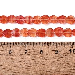 透明ガラスビーズ連売り  ハート  トマト  5~6x6x2mm  穴：0.5~0.6mm  約68~74個/連  14.57~16.14インチ（37~41cm）&nbsp;GLAA-Q106-06A-05