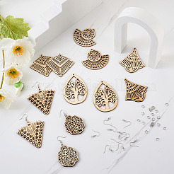 DIY 30 пара наборов для изготовления серег из натурального дерева&nbsp;DIY-TA0003-36P