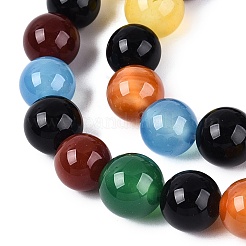 天然瑪瑙（染色・加熱）ビーズ連売り  スムーズなラウンド  ミックスカラー  10~11mm  穴：1mm  約38個/連  15.16''（38.5センチメートル）&nbsp;G-Q604-10MM-01