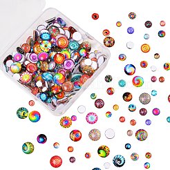 280pcs 4 Arten Glascabochons mit flacher Rückseite&nbsp;GGLA-SZ0001-32