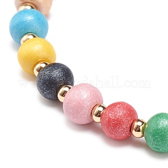 Bracelet en perles rondes tressées en bois naturel&nbsp;BJEW-JB08567