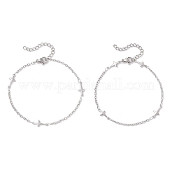 Браслеты из нержавеющей стали 304 с перекрестными связями для женщин BJEW-JB12360-01