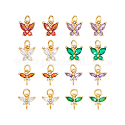 16 шт. 8 стиля латунные подвески с микропаве и кубическим цирконием&nbsp;KK-PH0012-98