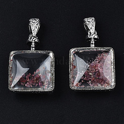 Квадратные подвески из прозрачного стекла&nbsp;GLAA-S199-006