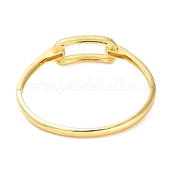 Braccialetti incernierati rettangolari cavi da donna in ottone con micro pavé di zirconi trasparenti&nbsp;BJEW-M312-03C-G