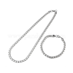 Sets aus Halsketten und Armbändern aus Edelstahl 304 mit Kastenkette&nbsp;SJEW-D091-12P
