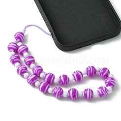 Круглые мобильные ремешки из акрила с бусинами HJEW-JM01249