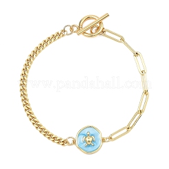 Armbänder aus Messing mit Emaille-Gliedern und Ozeanmotiven&nbsp;BJEW-JB13800-01