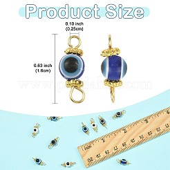 20 Stück runde Perle aus Kunstharz mit dem Symbol des bösen Blicks und Verbindungsstück aus Edelstahl 304&nbsp;PALLOY-FS00071-02