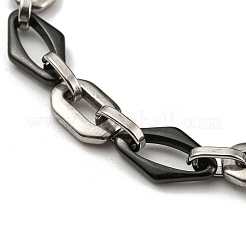 Anlaufgeschütztes zweifarbiges 201 Edelstahl-Gliederarmband mit ovalen und rautenförmigen Gliedern&nbsp;BJEW-B078-46BP